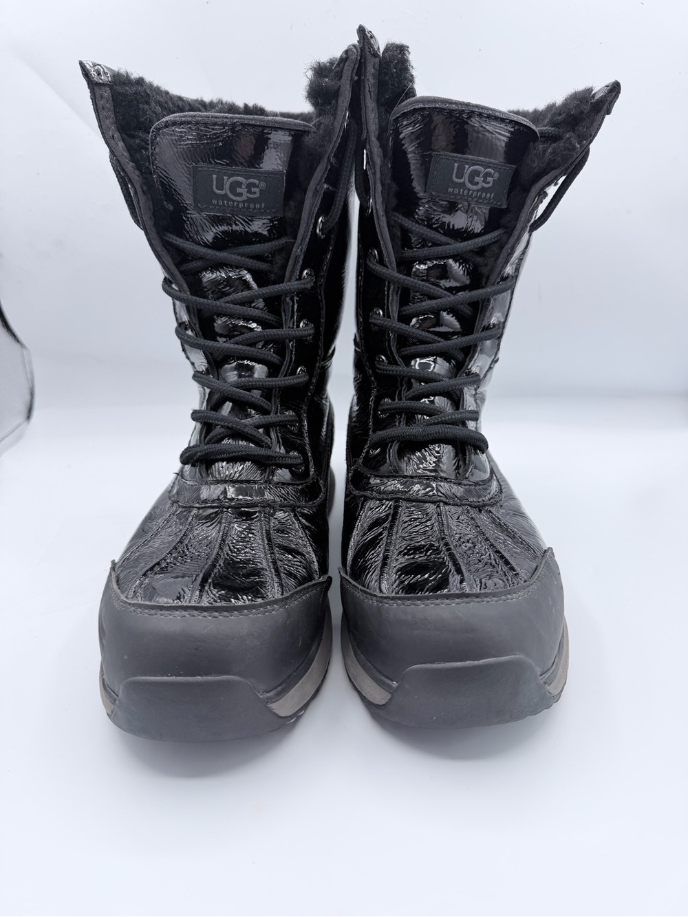 UGG Black Waterproof Lace-Up Winter Duck Boots